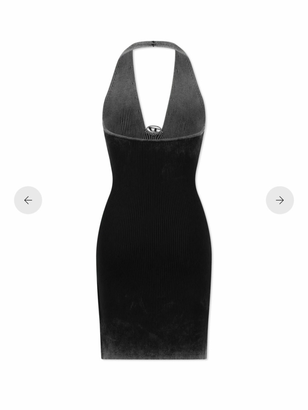 Diesel Black Ribbed One-Shoulder Halter Dress